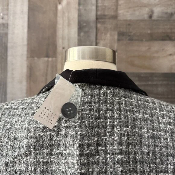 NWT! White House Black Market blazer size 6 sparkly tweed wool plaid jacket - Picture 4 of 12